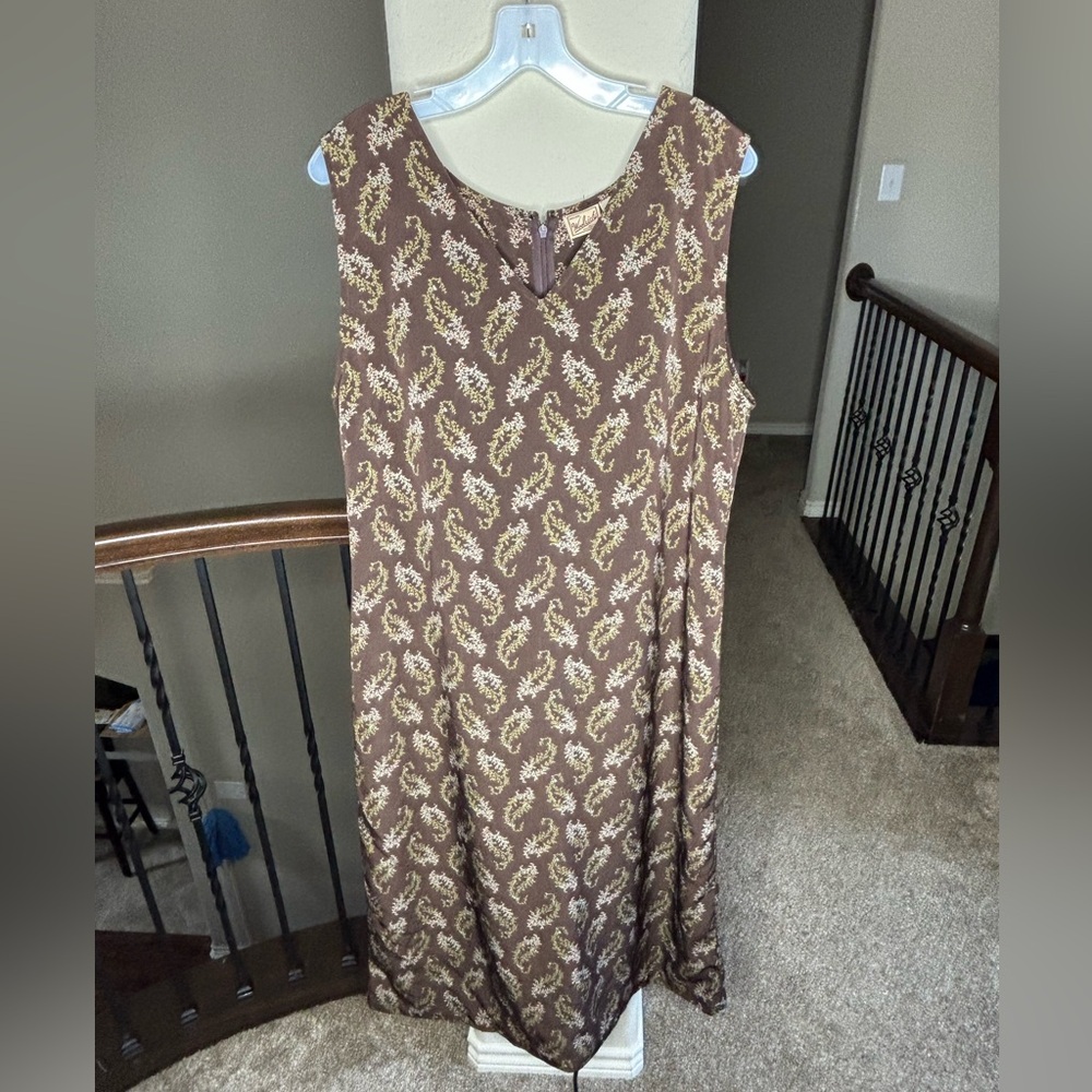 Woolrich Brown Floral Paisley Dress Size L